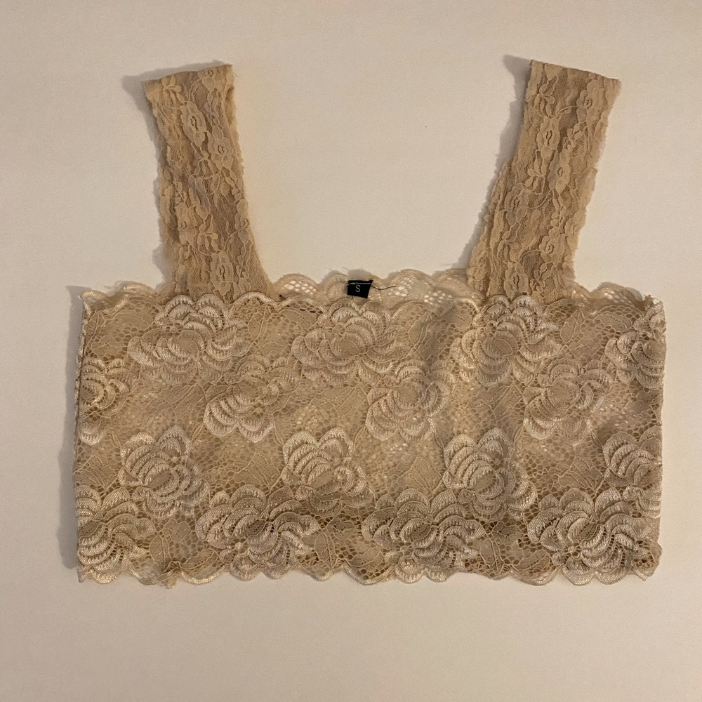 ✨3/$10✨ Champagne Lace Crop Top